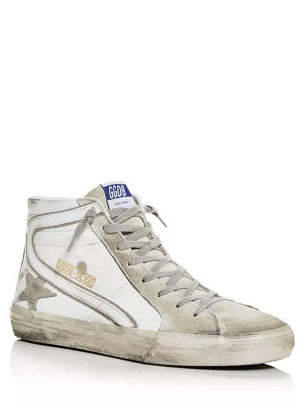 Golden Goose Slide High-Top Sneakers in White and Beige